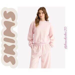 SKIMS Cotton Fleece Classic Crewneck Pullover Cherry Blossom Small NWT